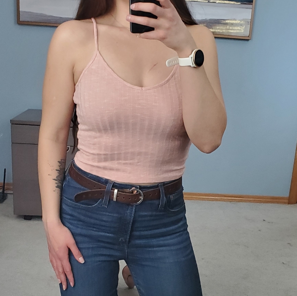 Light Pink Ribbed Crop Top Size M